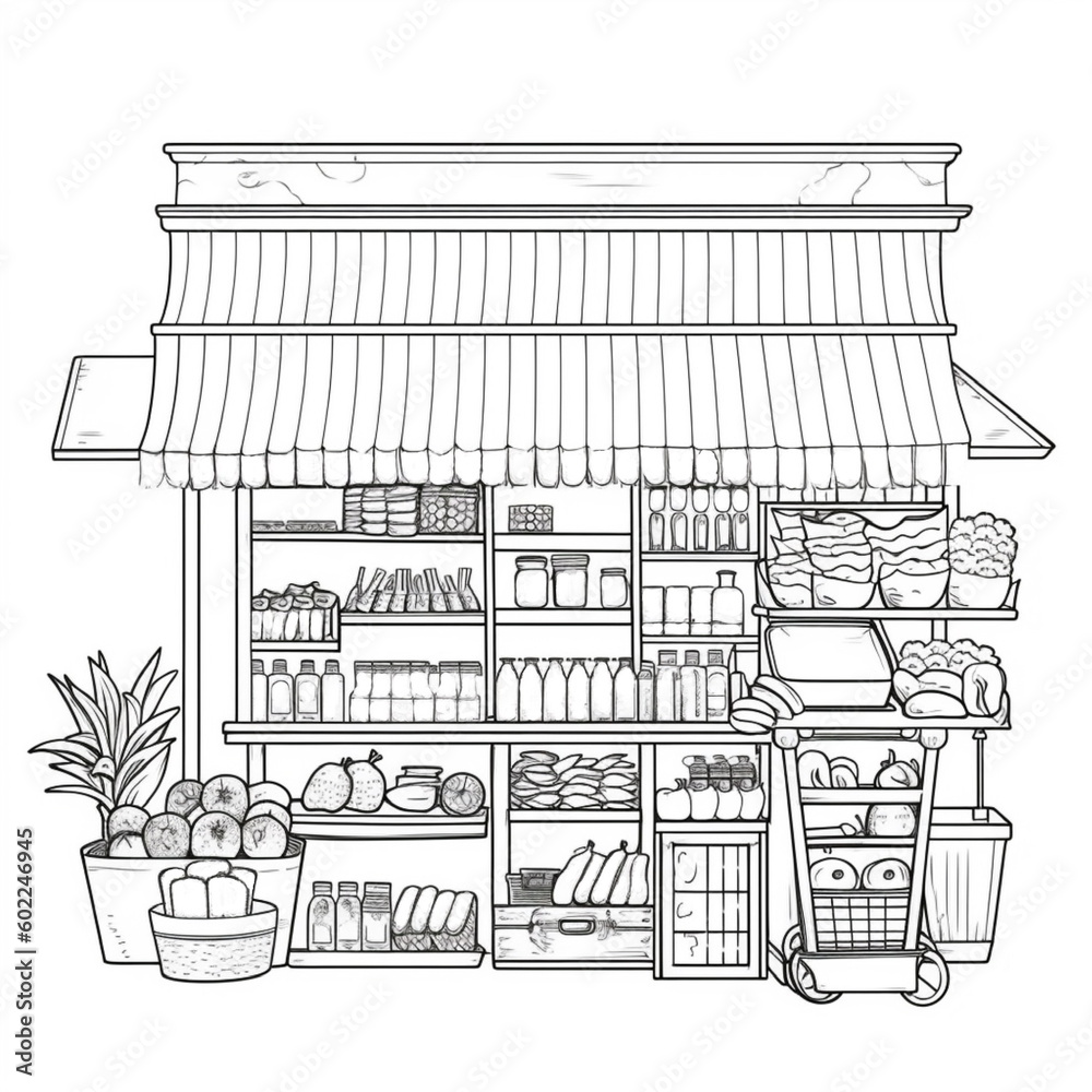 Fototapeta premium Sketches of street vendors