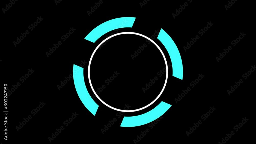 Circles loading icon loop out animation on dark background. 60 fps 3D animation.