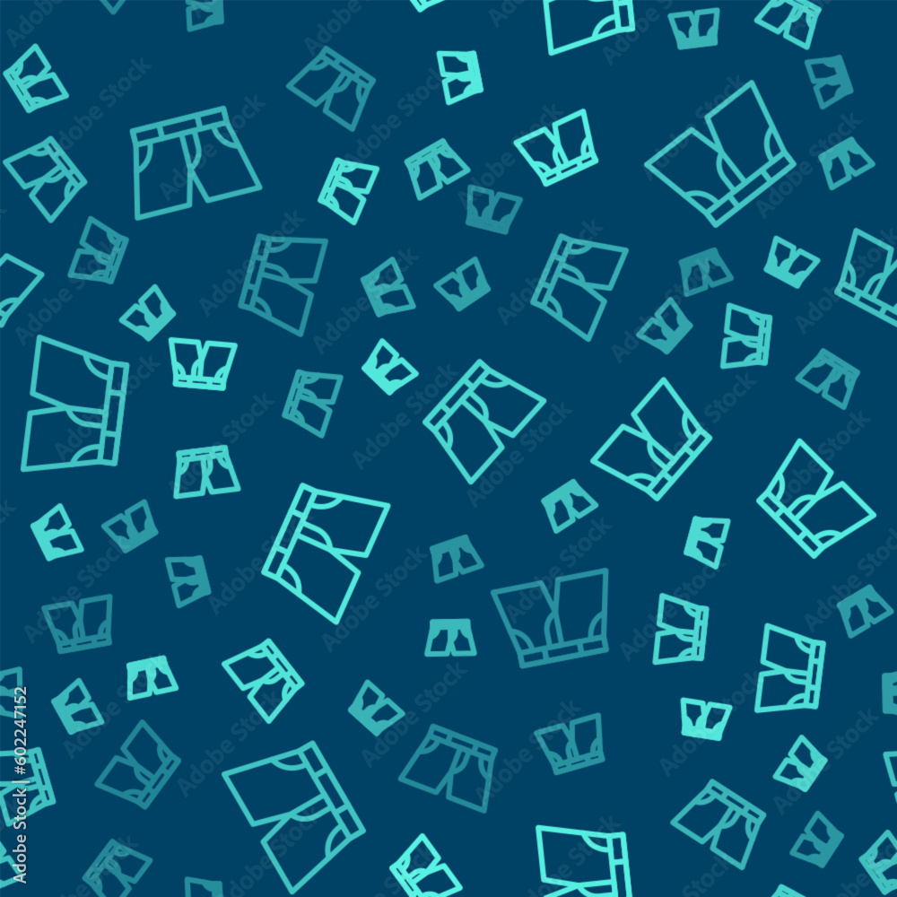 Green line Short or pants icon isolated seamless pattern on blue background. Vector Green line Short or pants icon isolated seamless pattern on blue background. Vector
