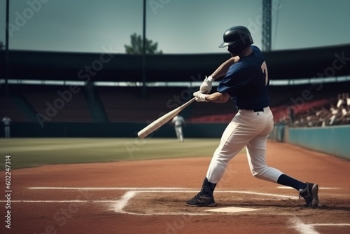 horizontal man baseball player ball sport bat field team athlete game. Generative AI.