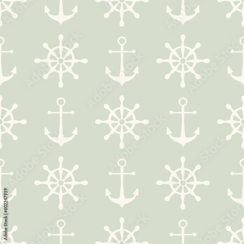 Ship anchors vector seamless pattern. Boat accessories, vessel attributes monocolor background. Creative textile, wallpaper, wrapping paper design.