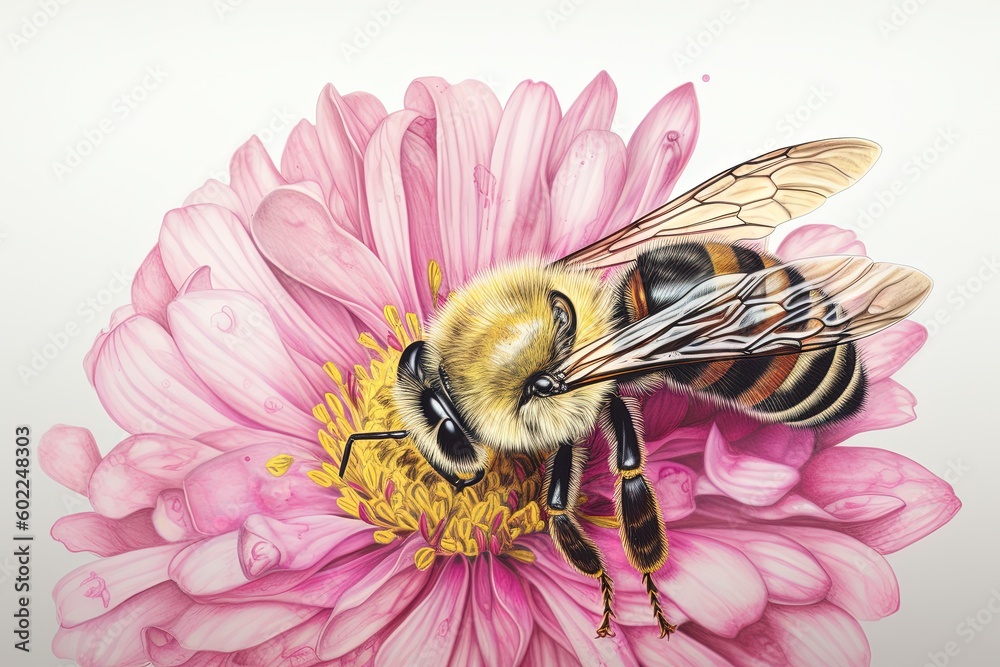 A Detailed Bee Drawing Generative Ai