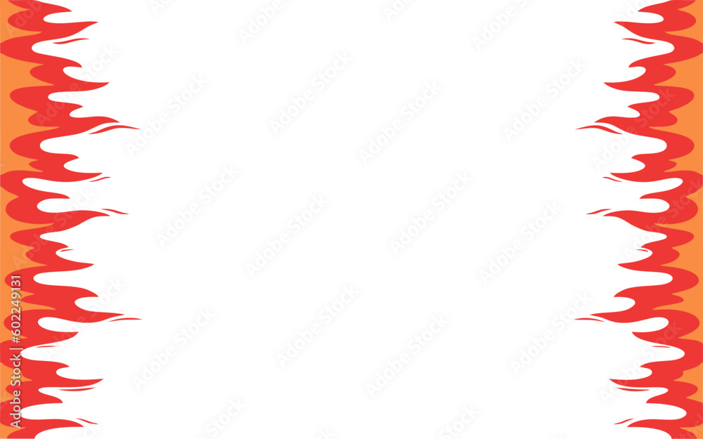 Cartoon fire flame frame borders. Seamless orange fire border, green ...