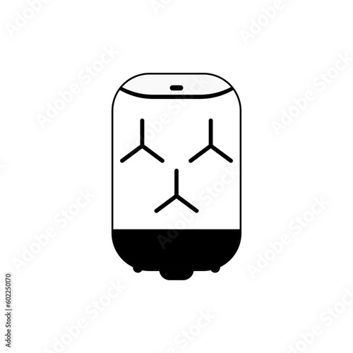 Ultrasonic Ceramic Aromatherapy, in black white icon vector illustration. Electronic humidifier for room climate control. Editable graphic resources for many purposes.