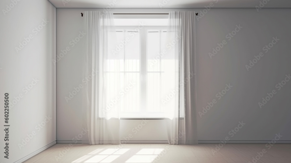 Empty white sunny room. Created with generative Ai technology. Empty white sunny room. Created with generative Ai technology.