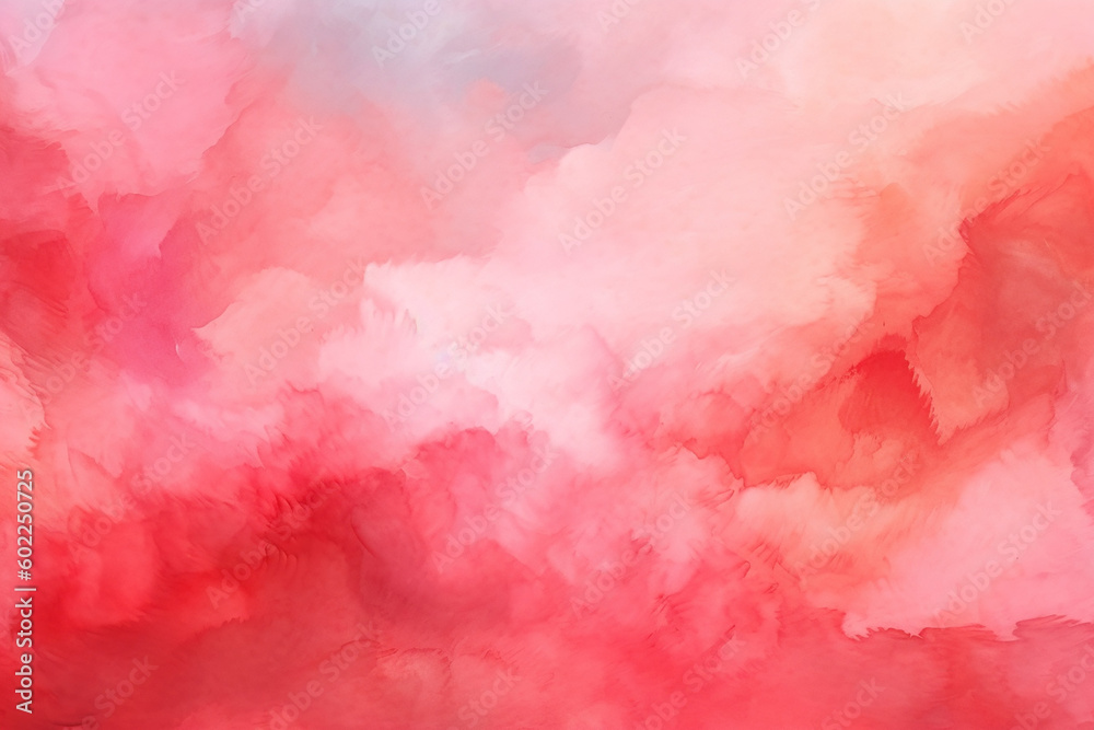 Abstract Watercolor shades blurry and defocused Cloudy red Sky Background, blurred and grainy red powder explosion on white background, Classic hand painted red watercolor background for design. Acryl