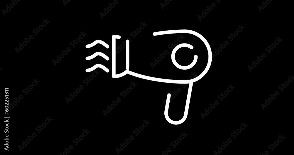 hairdryer animated outline icon with alpha channel. hairdryer 4k video animation for web, mobile and ui design hairdryer animated outline icon with alpha channel. hairdryer 4k video animation for web, mobile and ui design