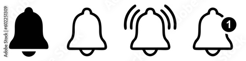 Notification bell icon. Alarm symbol. Incoming inbox message. Ringing bells. Alarm clock and smartphone application alert. Social media element. New message symbol flat style - stock vector. YouTube 