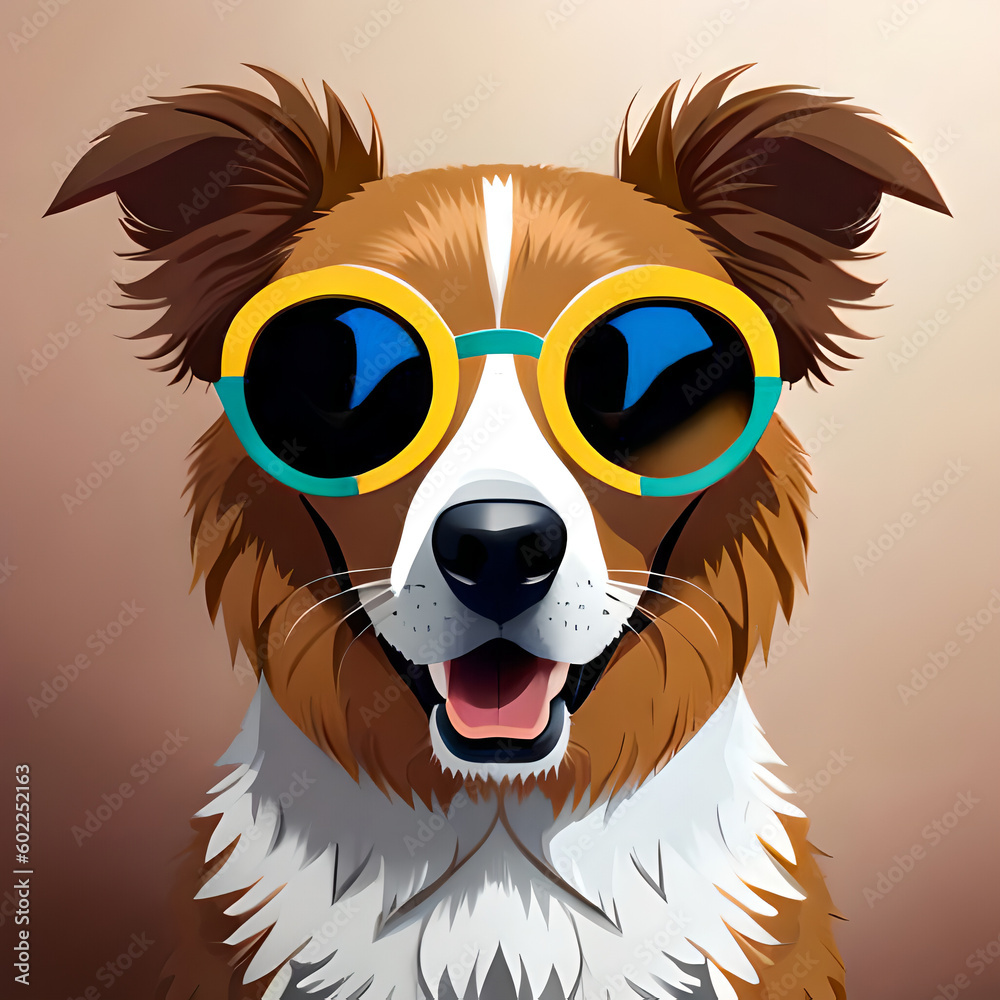 dog wearing trendy sunglasses.