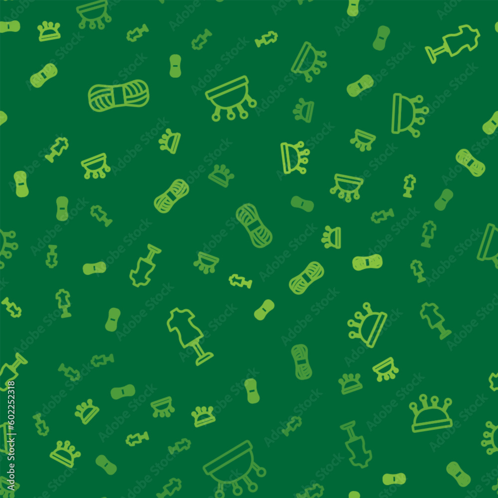 Set line Yarn, Mannequin and Needle bed and needles on seamless pattern. Vector