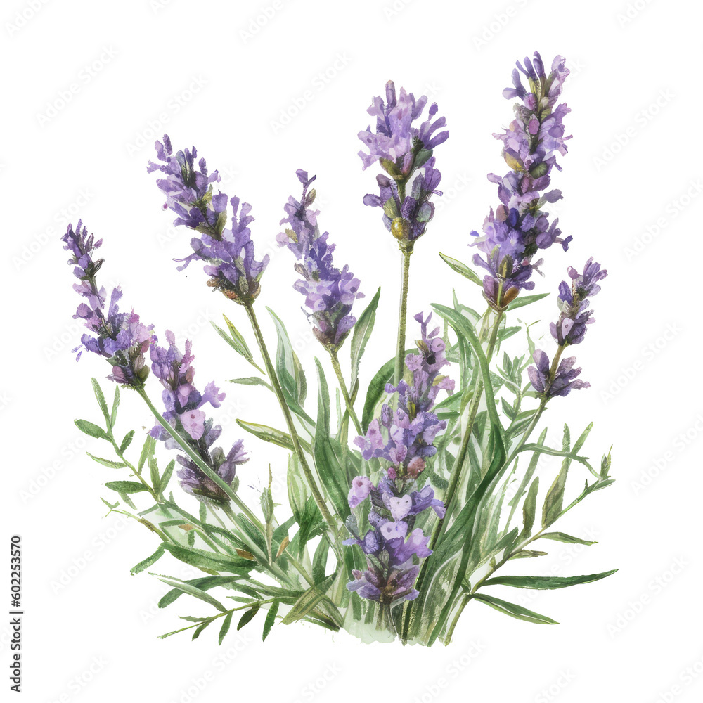 Naklejka premium Watercolor lavender bush