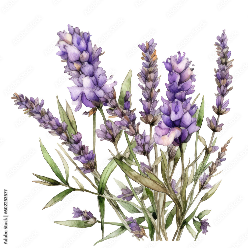 Watercolor lavender bush