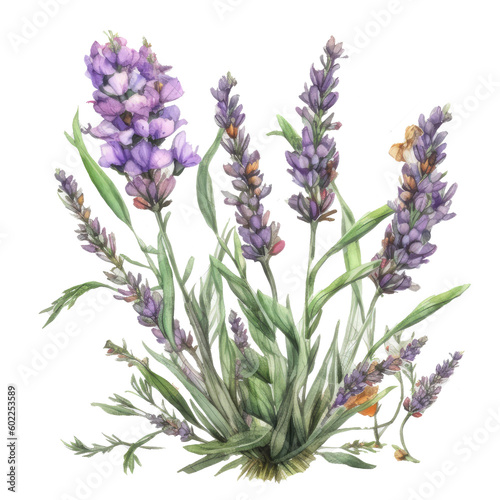 Watercolor lavender bush