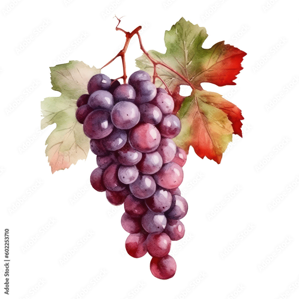 Fototapeta premium Watercolor branch of grapes
