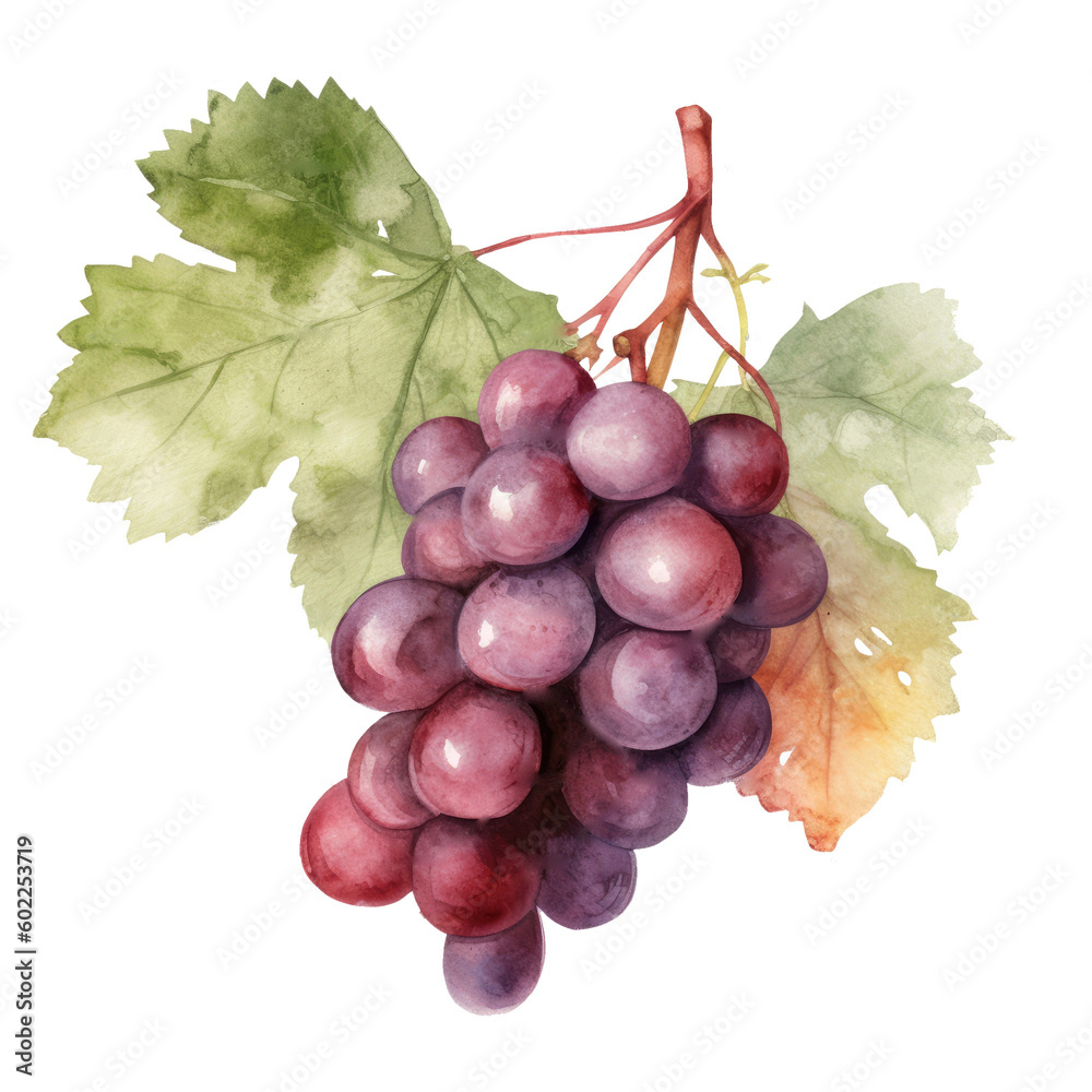 Fototapeta premium Watercolor branch of grapes