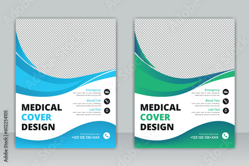healthcare cover a4 template design and flat icons for a report and medical brochure design, flyer, leaflets decoration for printing and presentation vector. 