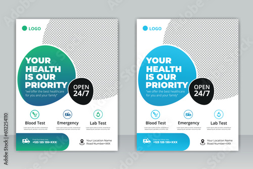 healthcare cover a4 template design and flat icons for a report and medical brochure design, flyer, leaflets decoration for printing and presentation vector. 