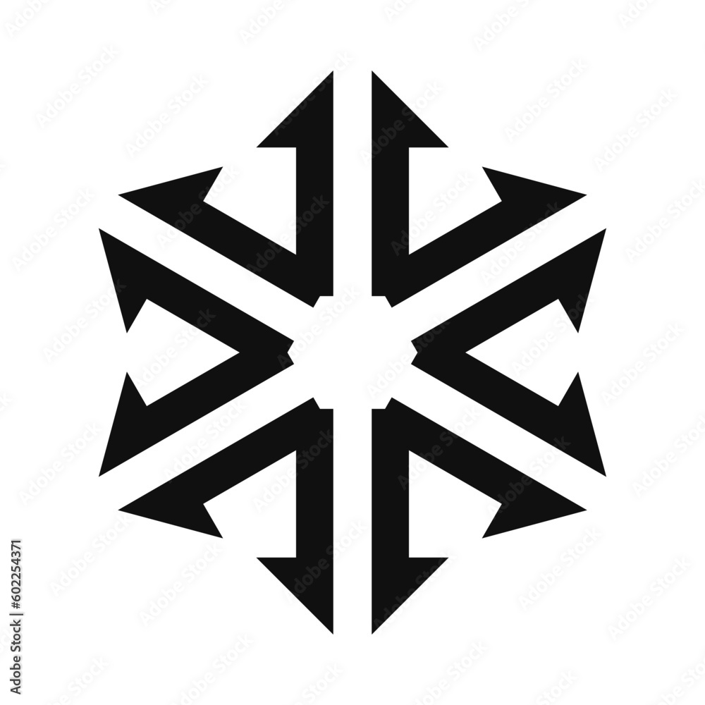 Fototapeta premium Radial Outward Split Arrows Silhouette Icon