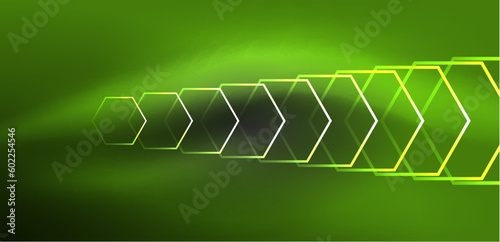 Abstract background techno neon hexagons. Hi-tech vector illustration for wallpaper, banner, background, landing page, wall art, invitation, prints, posters