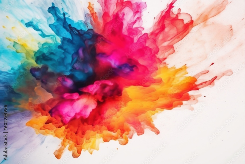 explosion paint watercolor splatter colourful colour ink abstract splash texture. Generative AI.