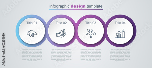 Set line Cloud download and upload, Pie chart infographic, Mind map and . Business infographic template. Vector
