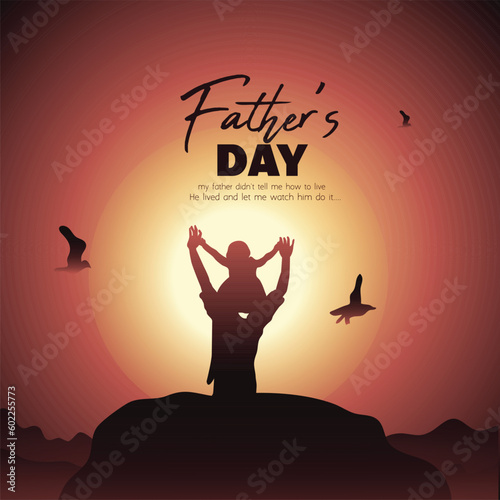 Happy Father’s Day Calligraphy greeting card  Father's Day in flat lay styling english text