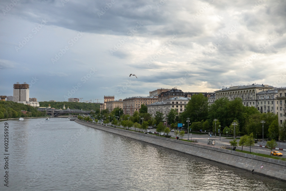 View of the Frunzenskaya embankment in Moscow.