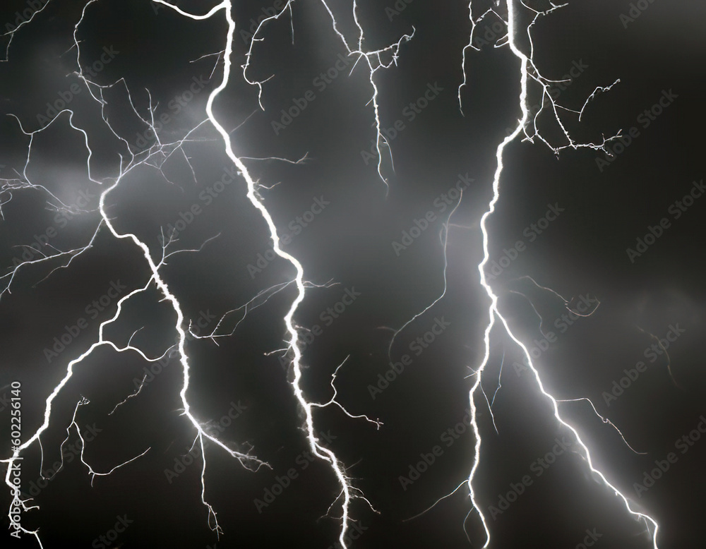 Lightning fills a dark night's sky. Generative AI background Lightning fills a dark night's sky. Generative AI background