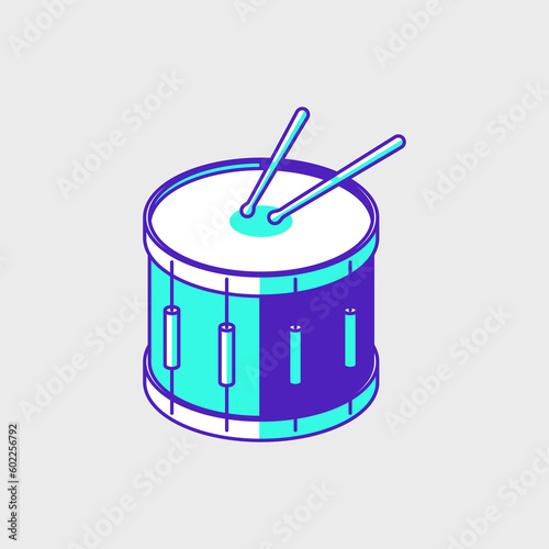 Marching band snare drum isometric vector icon illustration