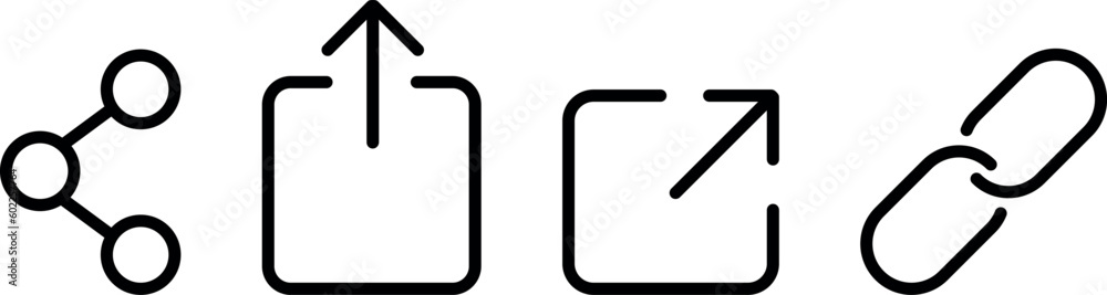 Link Web Icon. Share link, external link black vector icon set. Isolated symbols collection. Link Web Icon. Share link, external link black vector icon set. Isolated symbols collection.