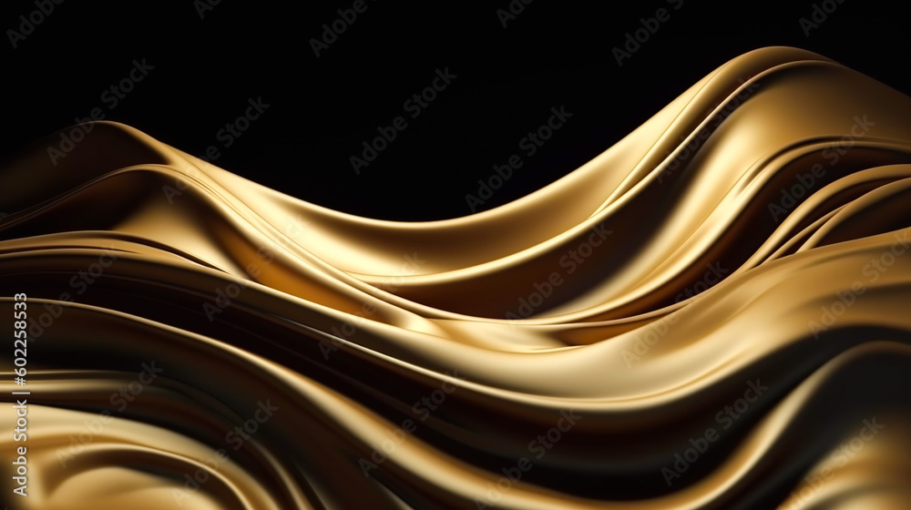 Obraz premium Abstract gold silk waves, drapery luxury golden background