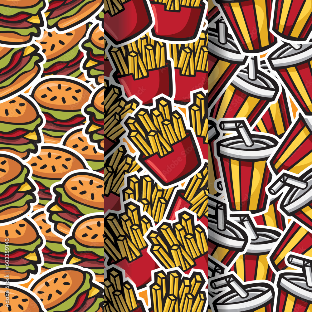 seamless pattern of junkfood doodle hand drawn seamless pattern of junkfood doodle hand drawn