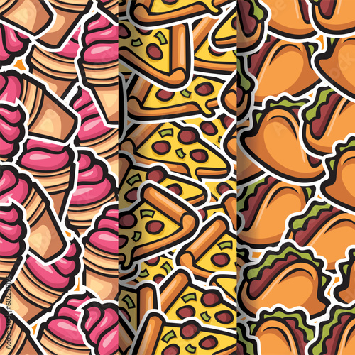 seamless pattern of junkfood doodle hand drawn