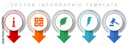 Fuel and energy icon set, miscellaneous pointer icons such as oil and gas, calculator, leaf, bolt and auction for webdesign and mobile applications, modern design infographic vector template