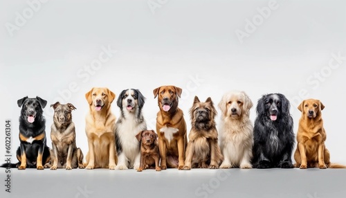 A group cute beautiful dogs, happy dog, smiling dogs, dog portrait, dog group photos
