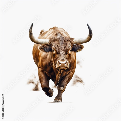 A majestic strong beautiful bull, running bull