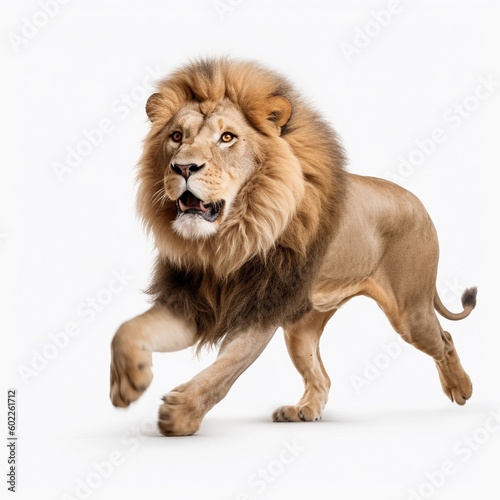 A Majestic Lion  king of the jungle  running male lion