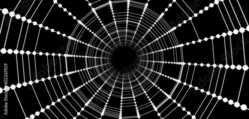 Abstract tunnel. 3D wormhole or vortex. Grid. 3d rendering