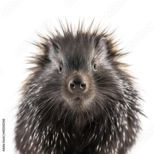 Close up of porcupine with a transparent background, Generative Ai photo