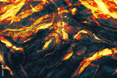Tableau sur toile Fire breaks through solidifying magma