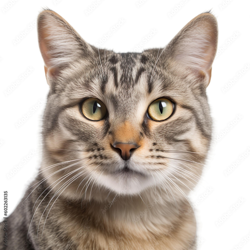Close up of cat  with a transparent background, Generative Ai