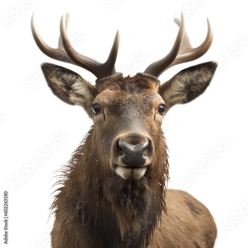 Close up of elk with a transparent background, Generative Ai © SuperPixel Inc
