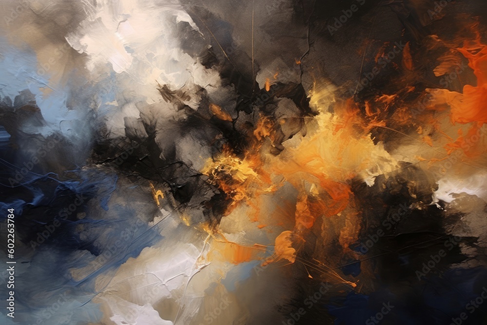 Abstract paintings characterized by a captivating interplay of black, dark brown, and light brown hues. A visually intriguing exploration of contrast and depth. Generative AI.