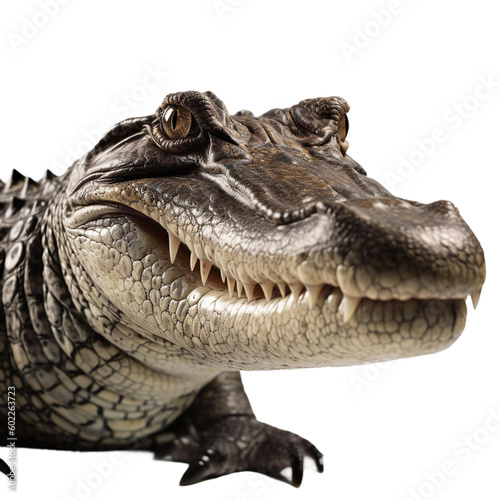 Close up of alligator isolated on transparent background, Generative Ai © SuperPixel Inc