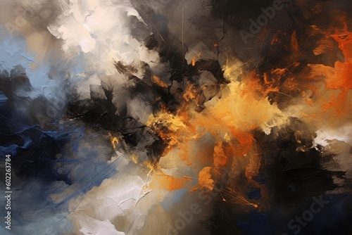 Abstract paintings characterized by a captivating interplay of black, dark brown, and light brown hues. A visually intriguing exploration of contrast and depth. Generative AI. © Kishore Newton