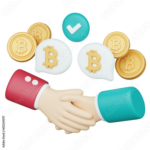 Bitcoin Agreement 3d cryptocurrency investment icon