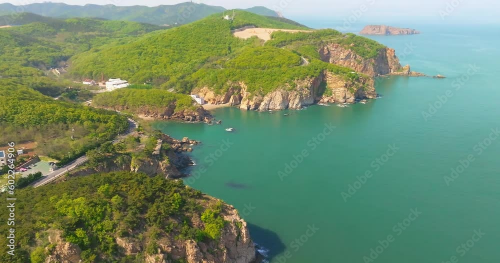Spring seaside scenery of Binhai Road in Dalian, Liaoning province, China Spring seaside scenery of Binhai Road in Dalian, Liaoning province, China