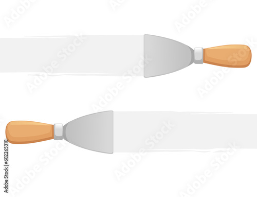 Putty knife for plastering spatula with wooden handle vector illustration isolated on white background