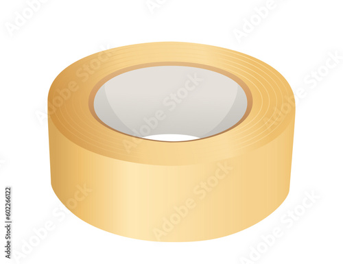 Yellow scotch adhesive tape vector illustration isolated on white background