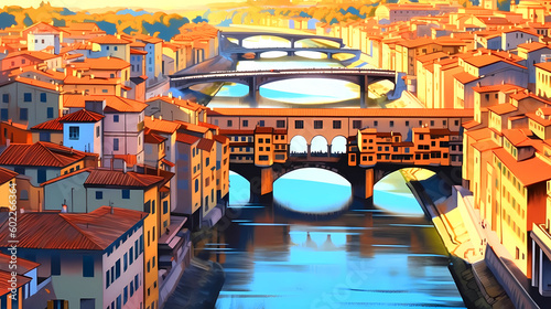 Illustration of beautiful view of Florence, Italy